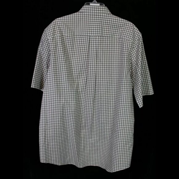 DULUTH TRADING WHITE ARMY GREEN CHECK SS BUTTON FRONT POCKET LT MENS SHIRTARMP - Picture 2 of 6